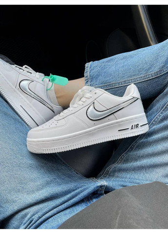 Чорні Осінні кросівки чоловічі nike air force 1 white black silver найк аір форс 1 преміум No Brand