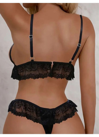 Чорний демісезонний спідня жіноча білизна. жіноча спідня білизна еротичний спокусливий сексуальний напівпрозорий мереживний комплект No Brand