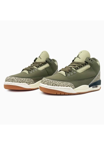 Зелені кросівки чоловічі nike air jordan 3 retro medium olive найк аір джордан зелені демісезон No Brand