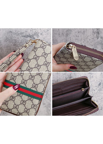 Жіночий клатч на блискавці з екошкіри модний портмоне для бежевий дівчат з смугою No Brand (351536843)