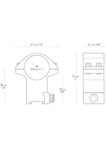 Кільця Match Mount. d 25.4 мм High. "Ластівчин хвіст" Hawke (316444579)