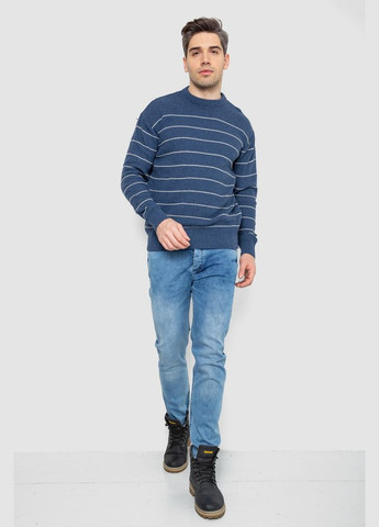 Синий зимний свитер мужской в полоску Ager 161R1057