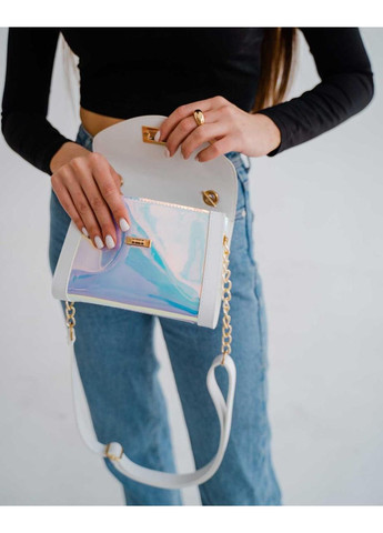 Жіноча сумка крос-боді на одне відділення без підкладки перламутрового кольору «Бесс» WeLassie (365777397)