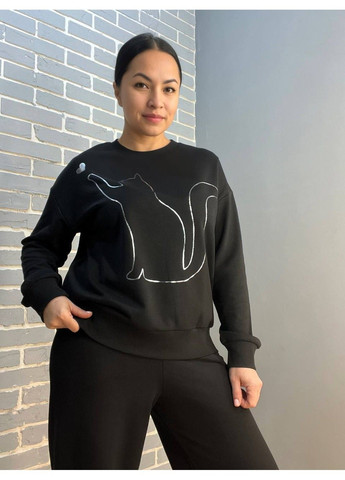 Костюм женский 8063-7557 свитшот с рисунком кот и брюки широкие палаццо JOGGY (302899769)