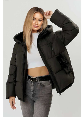 Черная зимняя куртка puffer с мехом Jeannie