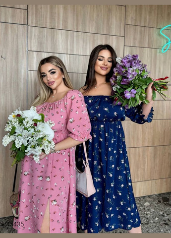 Темно-синее повседневный платье миди свободного кроя Liton