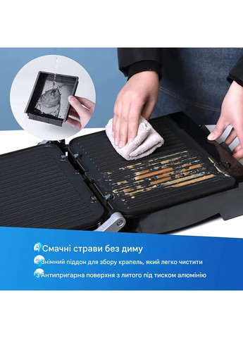 Гриль электрический прижимной контактный c антипригарным покрытием с лотком для жира 2200 Вт (IR882) RAF (361029106)