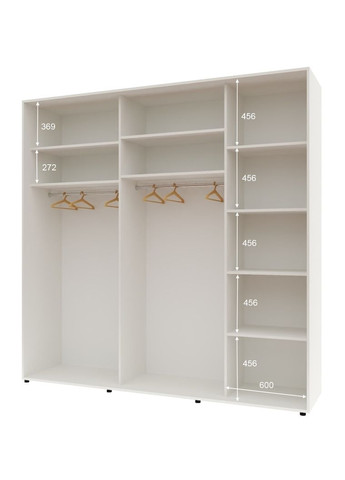 Шафа-купе тридверна 230*60*240 см Білий 3 двері ДСП Стандарт Комфорт Меблі (360435119)