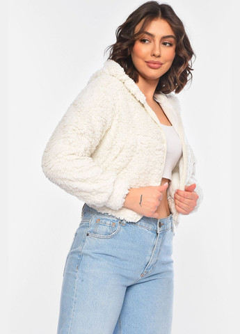 Худі жіноче тедді на блискавці напівбатальне білого кольору Let's Shop (317365247)