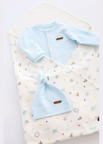 Блакитний дитячий комплект (чоловічок + шапочка + плед) для новонароджених liam блакитний Magbaby