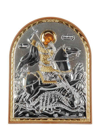 Серебряная Икона Георгий Победоносец 5,6х4см арочной формы в пластиковом киоте Silver Axion (265446346)