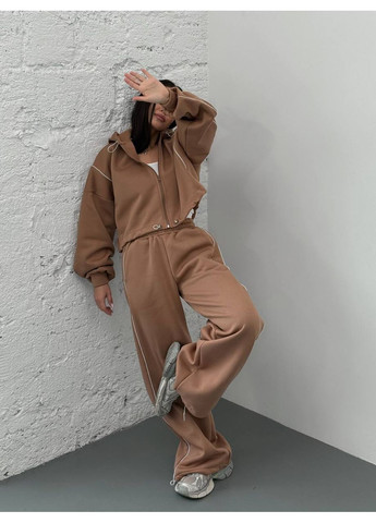 Женский теплый костюм на флисе кофейного цвета 36243 Fashion (371258358)