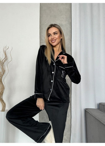 Чорна жіноча велюрова піжама Osoblyva