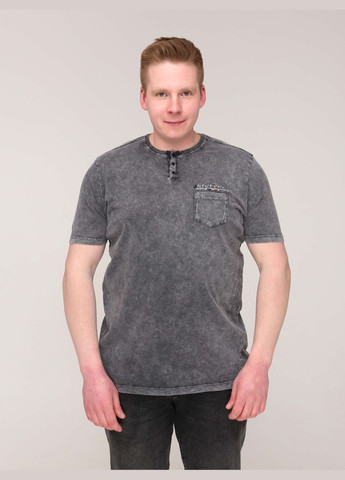 Темно-серая мужская футболка темно-серая прямая с варкой большой размер с коротким рукавом Bagarda Пряма