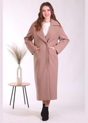 Светло-коричневое демисезонное Пальто удлиненное женское 057 кашемир мокко Актуаль