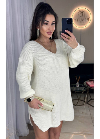 Молочна в'язана сукня-туніка Osoblyva