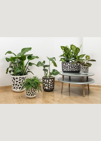 Кашпо Дуэт 140 кремовый с антрацитовой вставкой, пластик Lamela Дует (345726178)