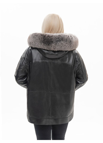 Чорна демісезонна жіноча шкіряна куртка весна Fabio Monti