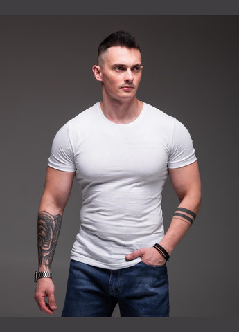 Белая футболка мужская белый базовый хлопок с коротким рукавом No Brand