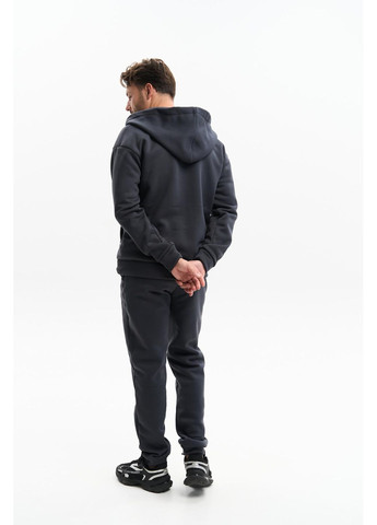 Чоловічий теплий спортивний костюм Великого розміру на блискавці з тринитки на флісі, графіт No Brand (365830125)
