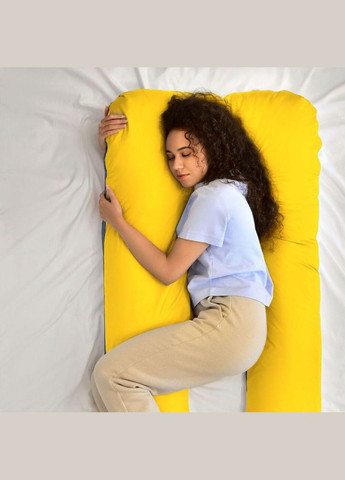 Наволочка на П-подушку для беременных и отдыха 140х75х20 см с молнией желтая/джинс. IDEIA (278370462)