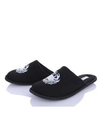Черные домашние тапочки мужские черный знак зодиака подарок мужские закрытый носок рак 2106-2207 все знаки Pago