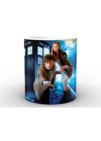 Чашка з принтом біла Доктор Хто Doctor Who Doctor Who та TARDIS DW.02.053 Кружка керамічна 0,33 GeekLand (378963668)