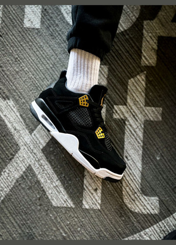 Черные всесезонные кроссовки мужские и женские nike air jordan 4 retro royalty black | найк аир джордан 4 ретро черные No Brand
