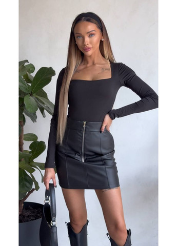 Шкіряна спідниця з акцентною блискавкою — Заміри в описі DK/DL Мода без кордонів (366420906)