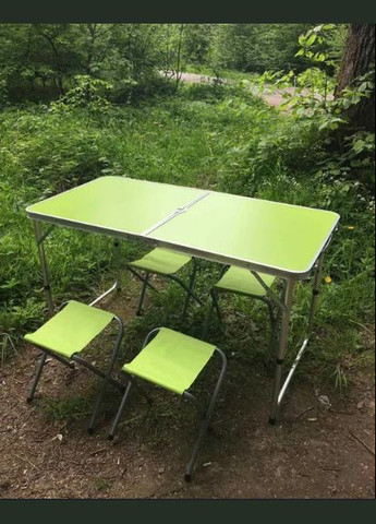 Складаний стіл для пікніка + 4 стільці Зелений No Brand (294721481)