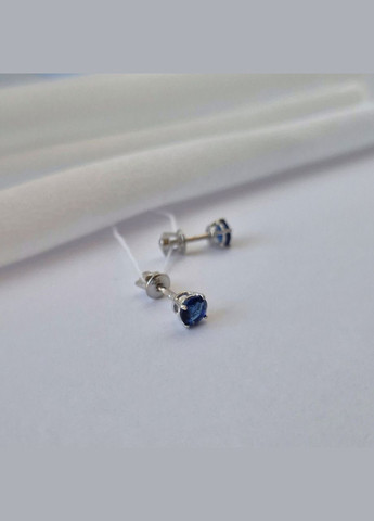 Серебряные серьги гвоздики на закрутках с Синим камнем 5 мм серебро 925 пробы Родированное 72236с 1.01г No Brand (306741942)