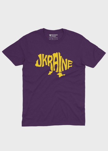 Фіолетова чоловіча футболка з патріотичним принтом мапа україни (ts001-2-dby-005-1-043) Modno