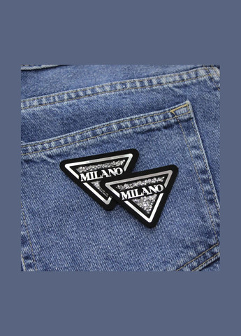 Нашивка с акриловыми камнями "Milano" черного цвета с серебряными камнями (3764) No Brand (335811107)