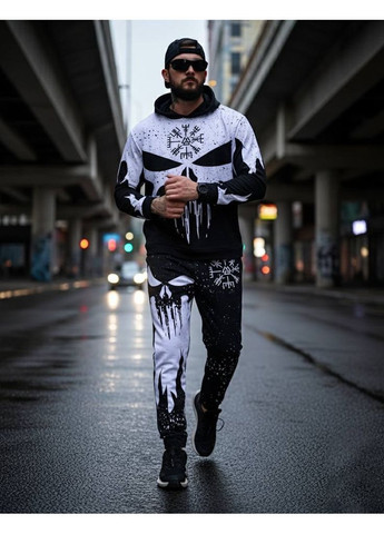 Чоловічий спортивний костюм демісезонний Руни чорно-білий Freedom (363317835)