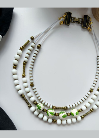 Трикаскадные бусы из глины с росписью и латунной фурнитурой No Brand (326601689)