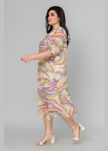 Светло-желтое повседневный платье свободного силуэта расклешенное вниз одношовный втачный рукав all posa (ap101958p) A'll Posa