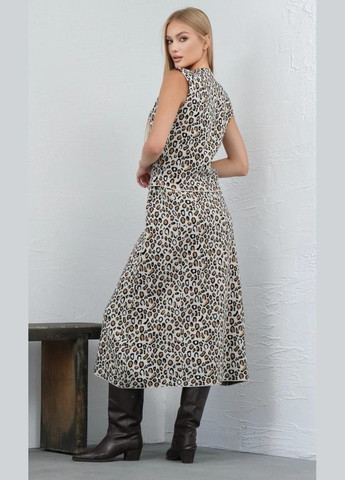 Жіночий костюм жилетка та спідниця тигровий принт бежевий You Best (302214969)