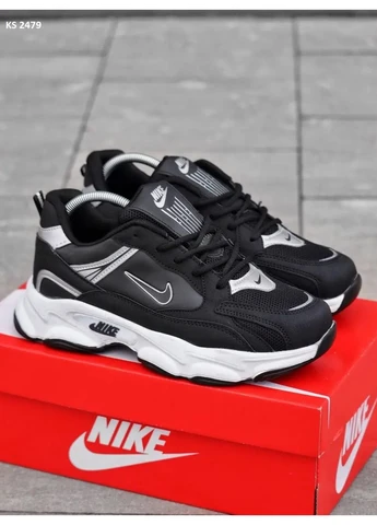 Білі кросівки чоловічі nike air black white найк аір білі демісезон No Brand