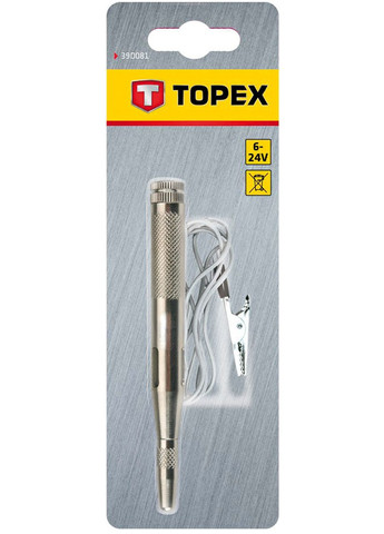 Отверткаиндикатор напряжения (115 мм, 6-24 В) автомобильный (21937) Topex (265535864)