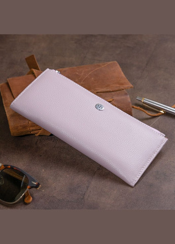 Горизонтальный тонкий кошелек из кожи женский 19327 Лиловый st leather (298567635)