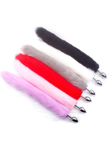 Анальная пробка металлическая с лисьим хвостиком серого цвета (размер S) We Love (284278664)