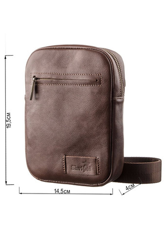 Кожаная сумка кросс боди мужская мессенджер через плечо коричневая 19103 Shvigel (329195261)