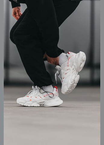 Білі всесезон кросівки чоловічі і жіночі adidas vento xlg white orange | адідас венто білі оранжеві No Brand