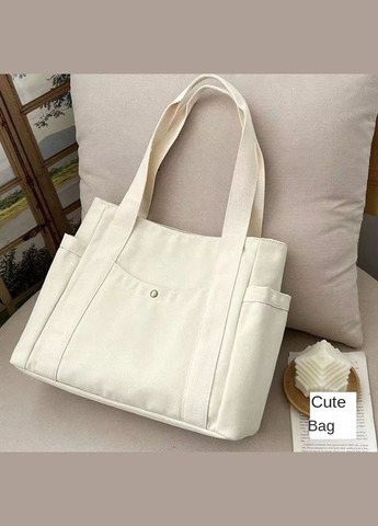 Шопер из ткани эко женская сумка шоппер для покупок без принта на молнии экосумка стильный экошоппер 32х30х10 No Brand (317959739)