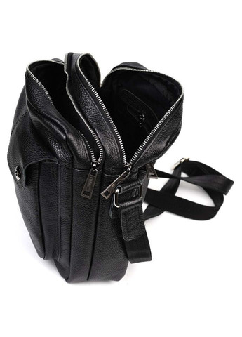 Мужская кожаная сумка через плечо вместительный кросс-боди из натуральной кожи черная 24*25,5*8 см TARWA (329149462)