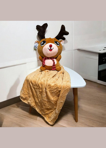 М'яка іграшка-подушка Олень плед 3в1 110 x 160 см Коричневий (П4К-post-igrashka-002-2) No Brand (316230895)
