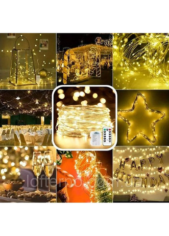 Гирлянда Роса на батарейках с пультом 5 м Тёплый No Brand (367729402)
