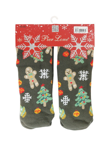 Хакі жіночі новорічні шкарпетки (2 пари) Pier Lone новорічні (311600808)