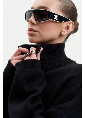 Черный демисезонный свитер с бегунцем s012 Twice