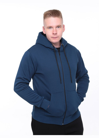 Мужская толстовка синяя на флисе однотонная Wise Приталена (302949648)
